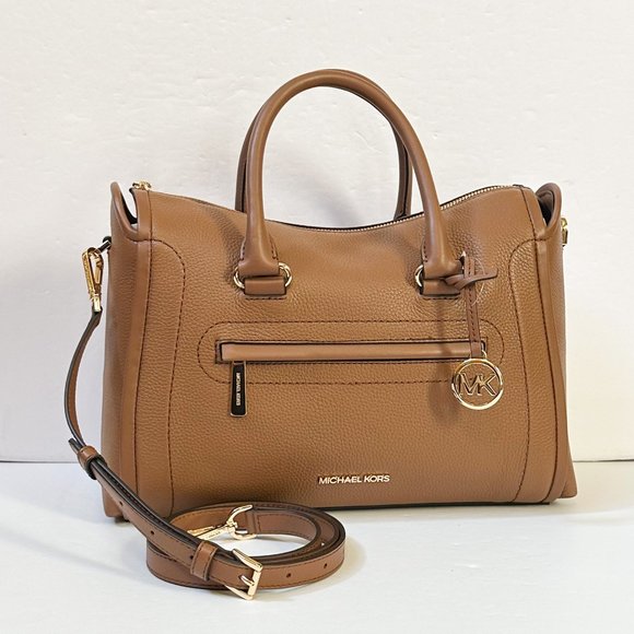 Michael Kors Carine Large Satchel Shoulder Crossbody Bag Brown - Picture 6 of 14